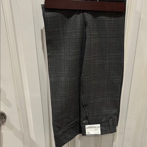 Chic Dark Gray Plaid Trousers